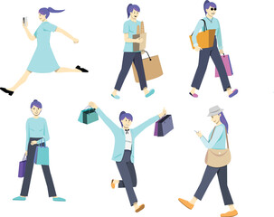 vector set of woman gestures