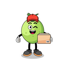 coconut mascot cartoon as an courier