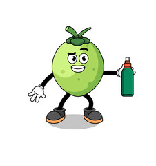 coconut illustration cartoon holding mosquito repellent