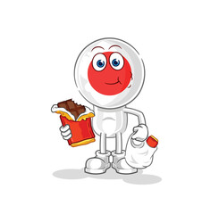 japan eat chocolate mascot. cartoon vector