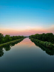 Mittelland Canal Wunstorf Kolenfeld beautiful sunrise with reflection