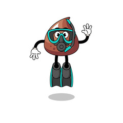 Character cartoon of choco chip as a diver