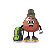 Illustration of choco chip mascot as a hiker