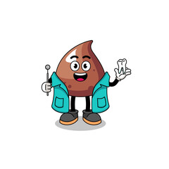 Illustration of choco chip mascot as a dentist