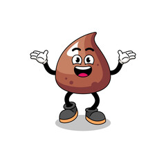 choco chip cartoon searching with happy gesture