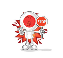 japan holding stop sign. cartoon mascot vector