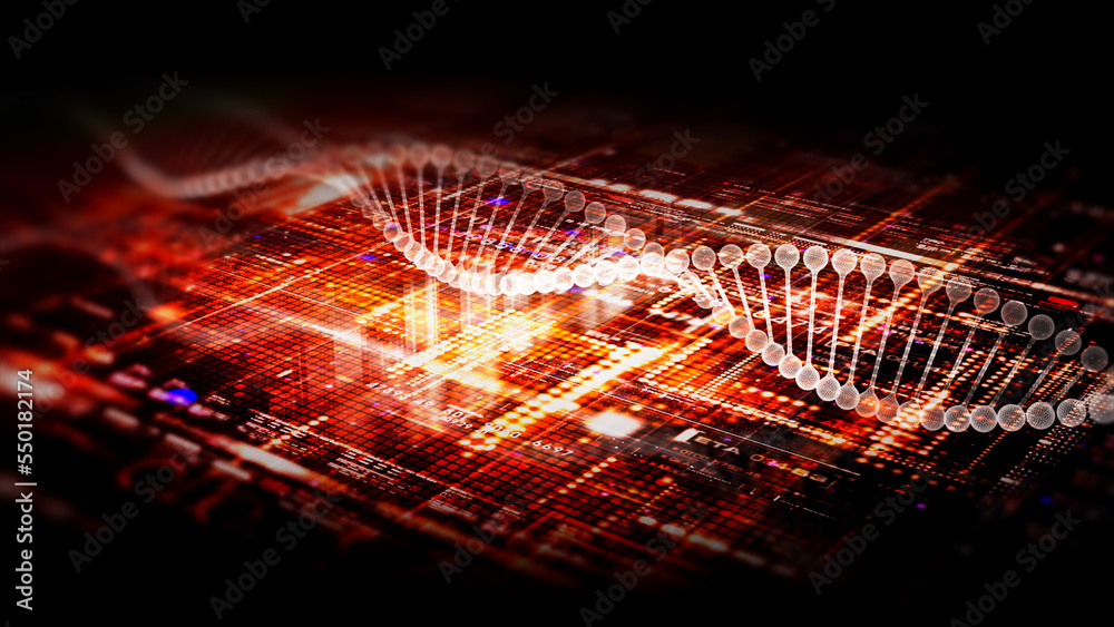 Aufkleber futuristic holographic advance biomedical dna sequence analysis diagnostic head up display for backg