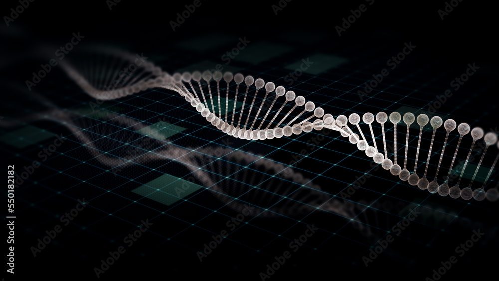 Aufkleber Futuristic holographic advance biomedical DNA sequence analysis diagnostic head up display for background computer screen display