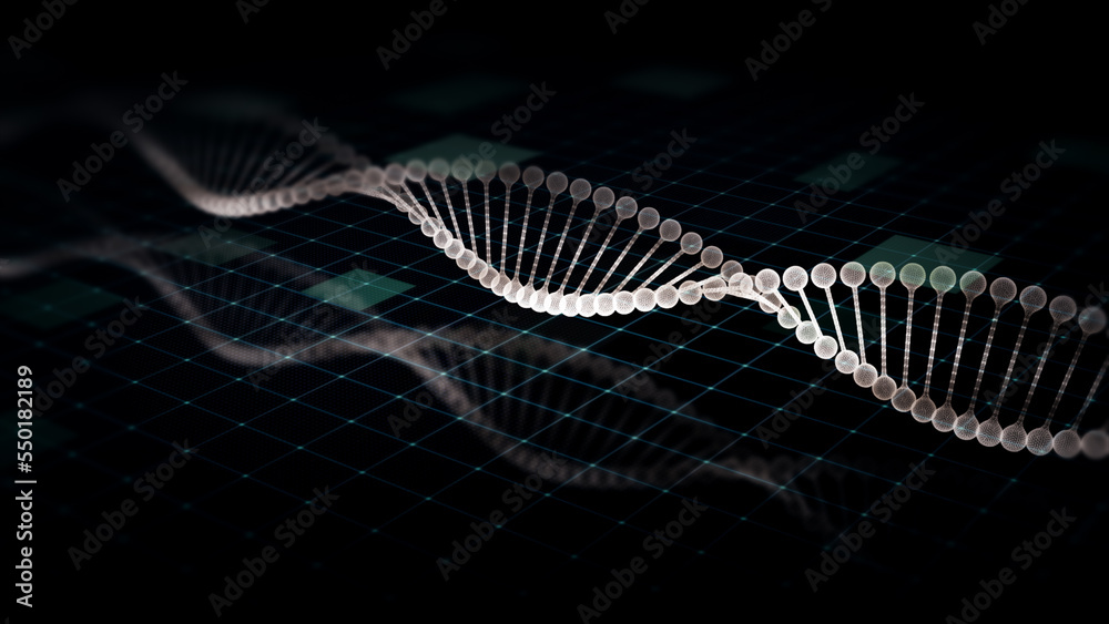 Aufkleber Futuristic holographic advance biomedical DNA sequence analysis diagnostic head up display for background computer screen display