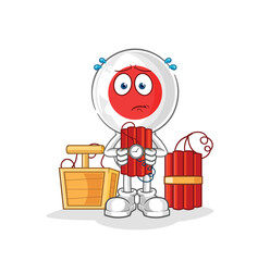 japan holding dynamite character. cartoon mascot vector