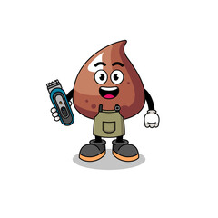 Cartoon Illustration of choco chip as a barber man
