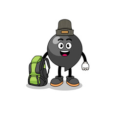 Illustration of comma symbol mascot as a hiker