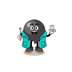 Illustration of comma symbol mascot as a dentist