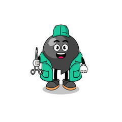 Illustration of comma symbol mascot as a surgeon