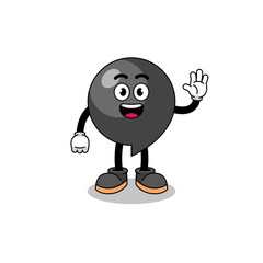 comma symbol cartoon doing wave hand gesture