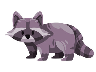 Raccoon stripped tail cute design illustration of standing grey furry friendly character
