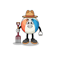 Cartoon mascot of beach ball farmer