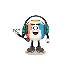 Mascot Illustration of beach ball as a customer services