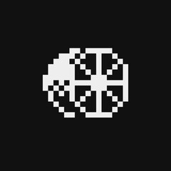 Lemon in cut pixel art icon, fruit logo. Isolated vector illustration. Game assets 1-bit sprite. Design for stickers, web, mobile app.