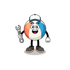beach ball illustration cartoon as a mechanic