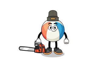 beach ball illustration cartoon as a lumberjack