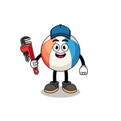 beach ball illustration cartoon as a plumber