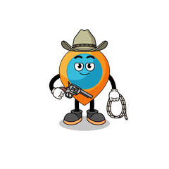 Character mascot of location symbol as a cowboy