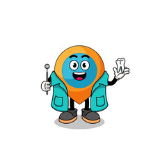 Illustration of location symbol mascot as a dentist