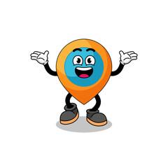 Fototapeta premium location symbol cartoon searching with happy gesture