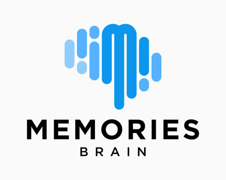 Letter M or IM Monogram signal wave connected Brain Smart Genius Intelligent Technology Style Design Vector