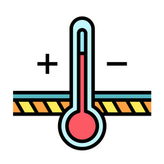 Thermo regulation icon. Element of fabric features lineal color icon vector image.