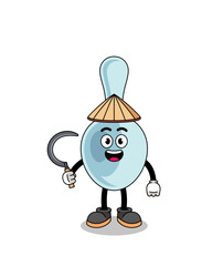 Illustration of spoon as an asian farmer