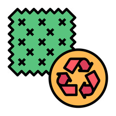 Recycled cotton fabric lineal color icon vector image.
