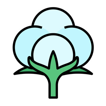 Organic cotton flower lineal color icon vector image.