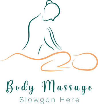 Body Massage Logo, Body Spa Centre Icon, Massage Parlor, Spa, Relax, Regenerate, Essential Oil, White Background, Vector Illustration