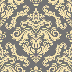 Fototapeta premium Orient vector classic pattern. Seamless abstract background with vintage elements. Orient gray and golden pattern. Ornament for wallpapers and packaging