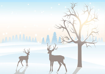 Christmas background in winter landscape