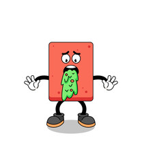 brick mascot cartoon vomiting
