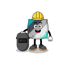 Mascot of throw pillow as a welder