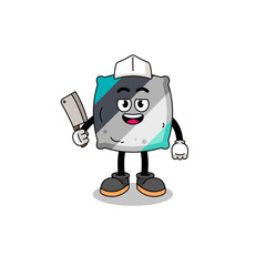 Mascot of throw pillow as a butcher