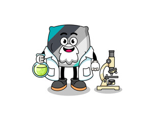 Mascot of throw pillow as a scientist