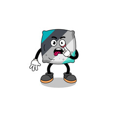 Character Illustration of throw pillow with tongue sticking out