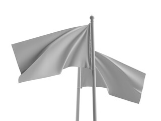 Waving Flag on Pole 3D Illustration Mockup Scene