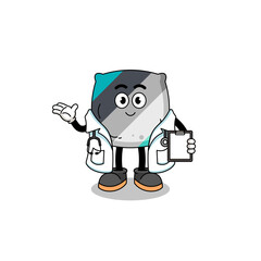 Cartoon mascot of throw pillow doctor