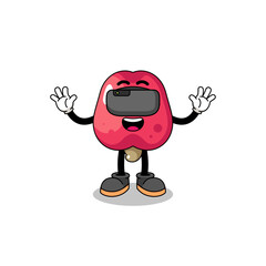 Illustration of cashew with a vr headset
