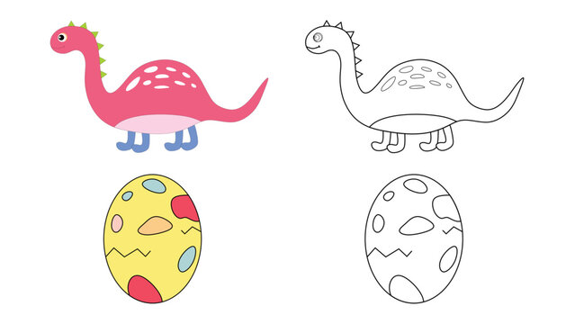 Ancient dinosaur and egg coloring sheet