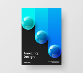 Colorful realistic balls corporate brochure concept. Modern pamphlet design vector layout.