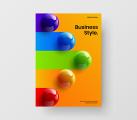 Geometric cover design vector layout. Simple 3D spheres brochure illustration.