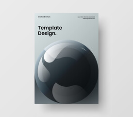 Simple 3D balls annual report template. Unique handbill design vector illustration.