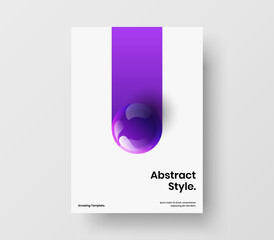 Minimalistic journal cover A4 design vector illustration. Vivid realistic spheres placard concept.